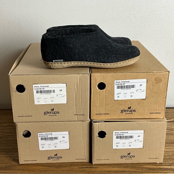 Glerups Charcoal Wool Slippers, New in Box - Picture 8 of 12